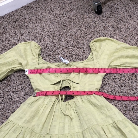 Princess Polly Campbell Cutout Corset Dress Size US 2 Pastel Green Puff Sleeve - Picture 7 of 9